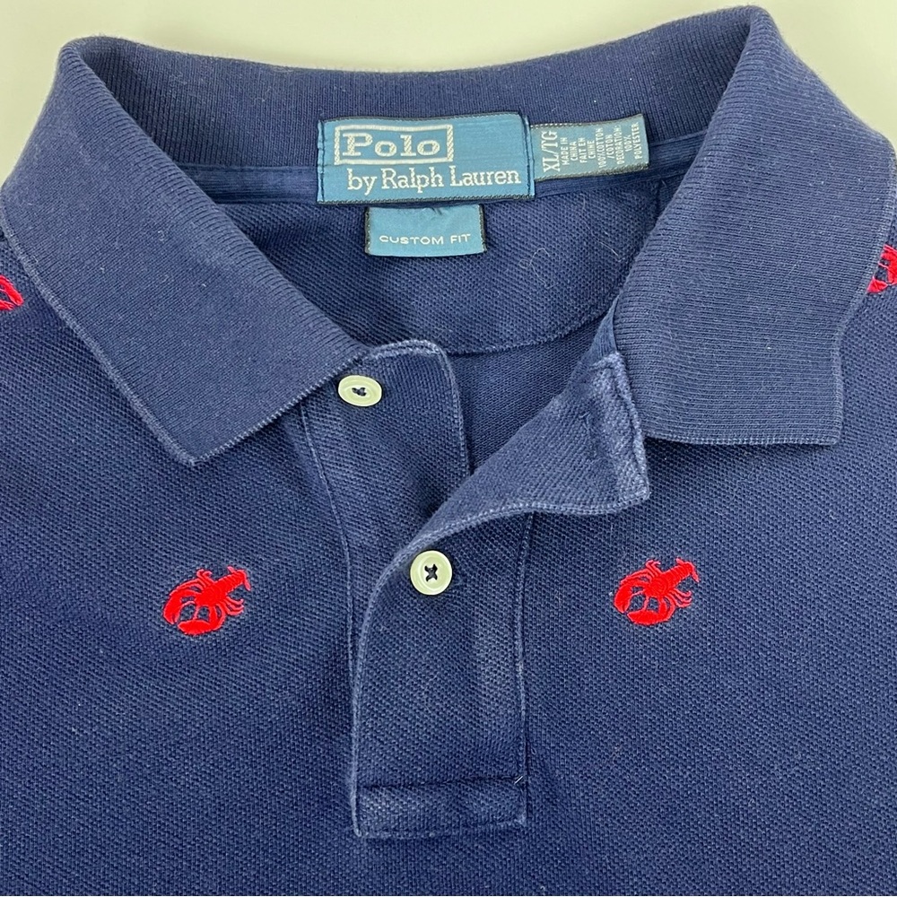 Polo Ralph Lauren Men's Custom Fit Polo with Embroidered Lobsters Size XL Preppy - Picture 7 of 10